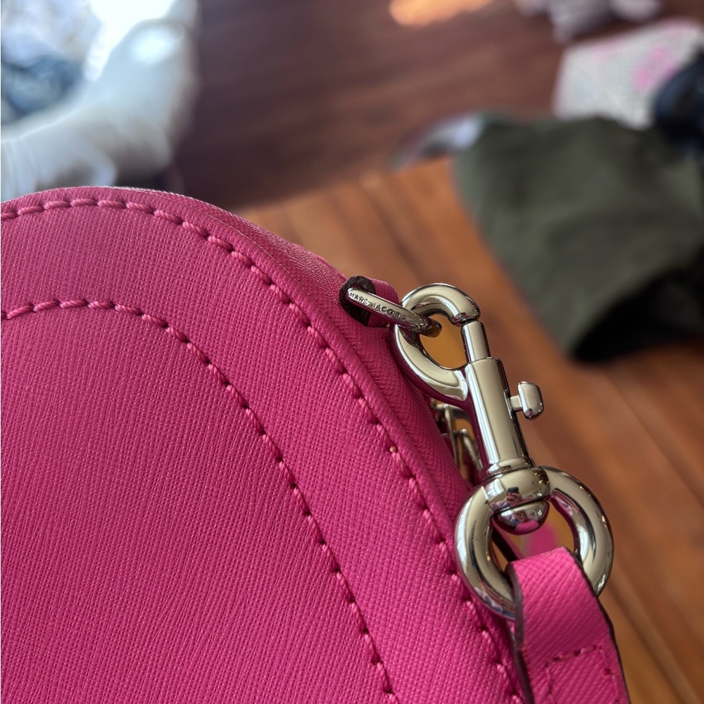 Marc Jacobs Bright Pink Playback Half Moon Saffiano Leather Small Crossbody Bag - Picture 5 of 12